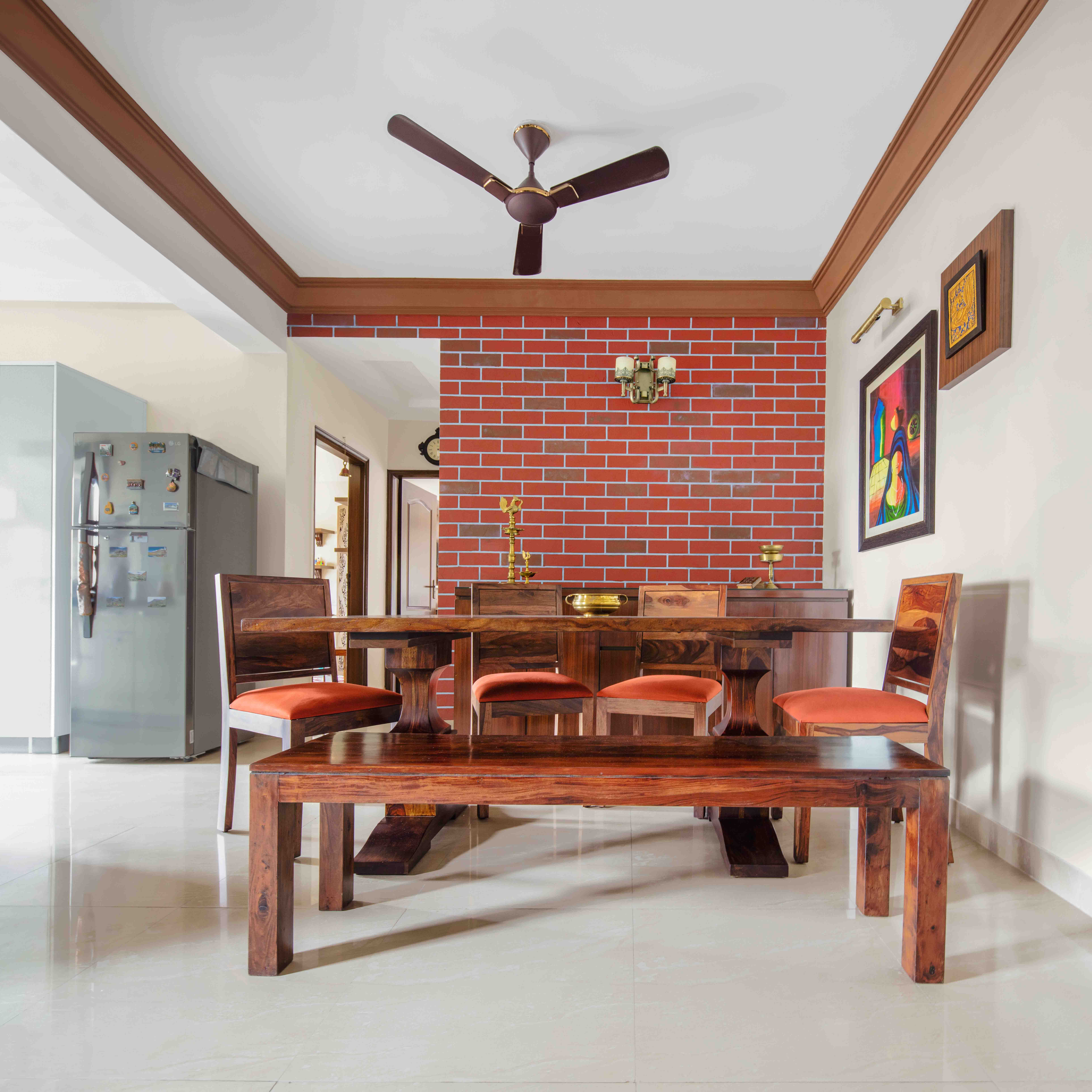 Transitional 1-BHK Flat In Noida With Closed Wooden Mandir Design