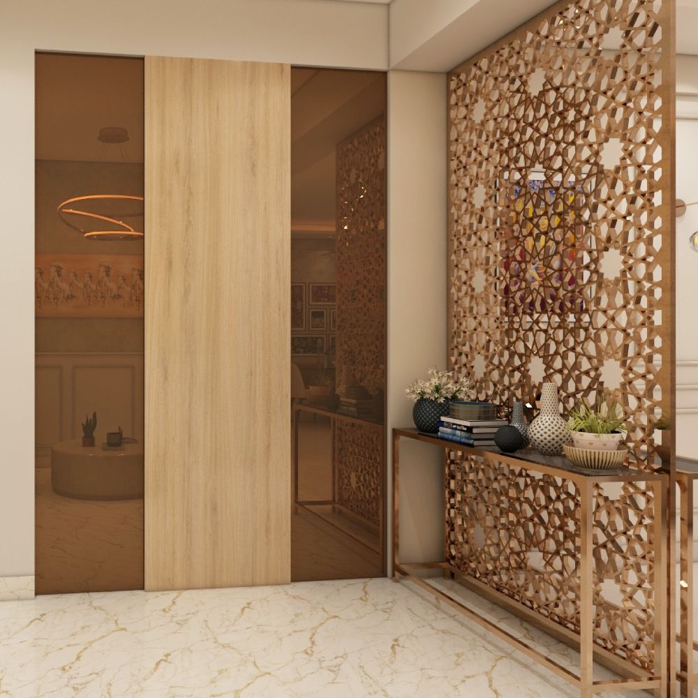 Contemporary Foyer Design With Jali Partition